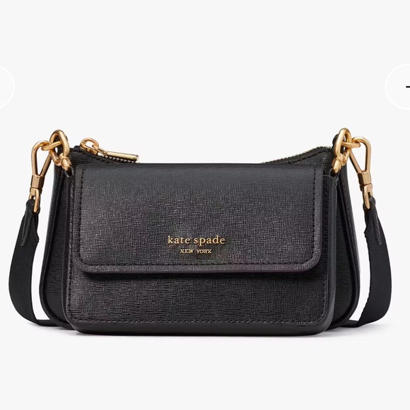 Kate Spade Black Morgan Double Up Crossbody - Like New - Excellent Travel Bag - Picture 13 of 16